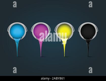 CMYK realistic cans, vector Stock Vector