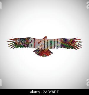 Colorful eagle made by lines, vector illustration Stock Vector