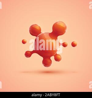 Orange realistic molecule, vector Stock Vector