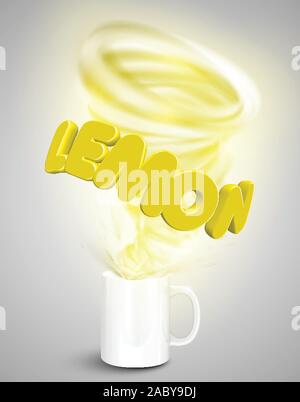 Lemon yoghurt/drink in a cup, realistic vector illustration Stock Vector
