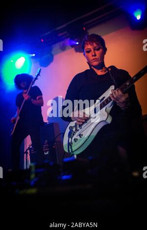 Singer and songwriter, Louisa Roachis of She Drew The Gun Band performs live on stage at the Hard Club in Porto. Stock Photo