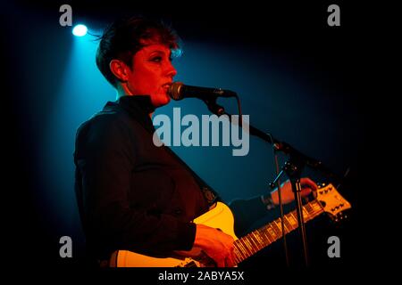 Singer and songwriter, Louisa Roachis of She Drew The Gun Band performs live on stage at the Hard Club in Porto. Stock Photo