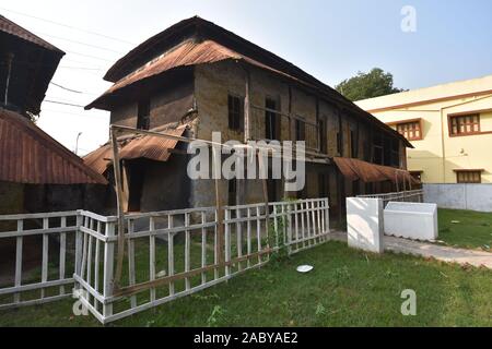 Old two story mud house of the Birsingha Bhagabati Vidyalaya. Birsingha village, West Midnapore, West Bengal. India. Stock Photo
