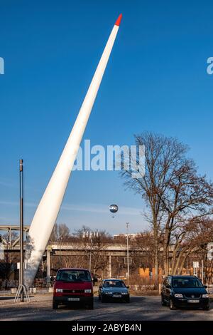 Wind turbine blade outside the Deutsches Technikmuseum, German Museum of Science &Technology in Kreuzberg, Berlin Stock Photo