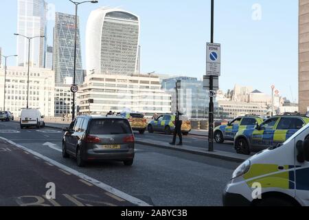 London, UK. 29th Nov 2019. A stabbing attack on London Bridge is being treated by police as 'terror related', the Met has said. A number of people are believed to have been injured in an incident at London Bridge. Credit: RayArt Graphics/Alamy Live News Stock Photo