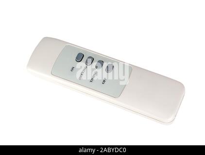 Electronic remote control fan heater and air conditioning isolated on white background Stock Photo