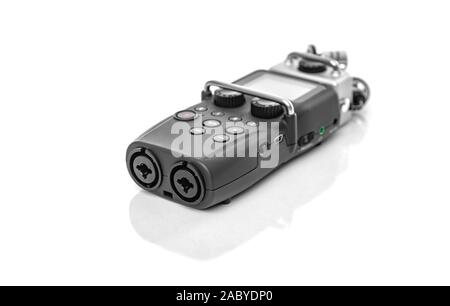 Audio recorder isolated on white background. Stock Photo