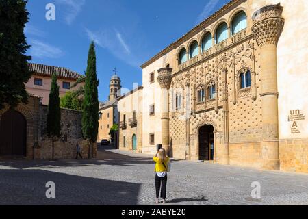 Jabalquinto Palace, Baeza, Jaen Province, Andalusia, Spain.  The palace houses the Antonio Machado campus of the International University of Andalusia Stock Photo