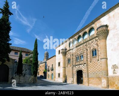 Jabalquinto Palace, Baeza, Jaen Province, Andalusia, Spain.  The palace houses the Antonio Machado campus of the International University of Andalusia Stock Photo