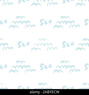 Vector abstract seamless pattern, hand-drawn pattern, waves background. Seamless pattern can be used for pattern fills, web page background,surface Stock Vector