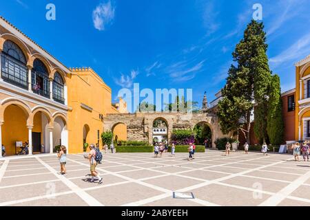 Real Alcazar de Sevilla, The Royal Alcázar of Seville is a royal palace in Seville Andalusia Spain Stock Photo