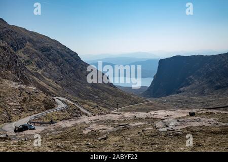 View to Loch Kishorn from the top of 'the Pass of Cattle' or 'Bealach na Ba' on the Applecross peninsula. Stock Photo