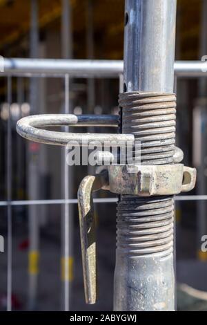 Support element on flexible slab formwork for concrete pouring at construction site. Construction formwork for concrete slab construction. Selective f Stock Photo