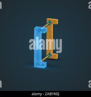 3D, realistic glass and wood character, vector Stock Vector