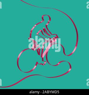 Colorful ribbon shapes a cyclist, vector Stock Vector