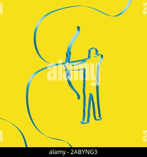 Colorful ribbon shapes an archer, vector Stock Vector