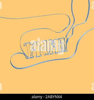 Ribbon font forms 'January', vector illustration Stock Vector