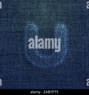Character made by denim, from a typeface, vector Stock Vector