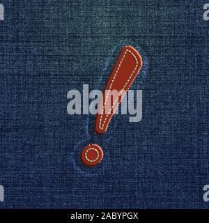 Character made by denim, from a typeface, vector Stock Vector