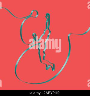 Colorful ribbon shapes a volleyball player, vector Stock Vector