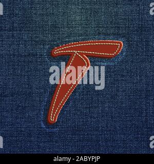 Character made by denim, from a typeface, vector Stock Vector