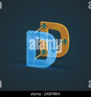 3D, realistic glass and wood character, vector Stock Vector