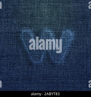Character made by denim, from a typeface, vector Stock Vector