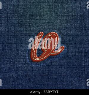 Character made by denim, from a typeface, vector Stock Vector