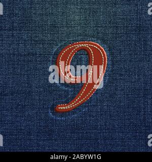 Character made by denim, from a typeface, vector Stock Vector