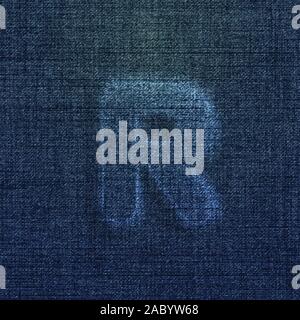 Character made by denim, from a typeface, vector Stock Vector