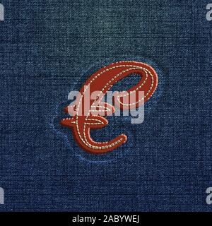 Character made by denim, from a typeface, vector Stock Vector