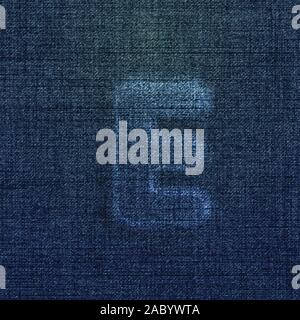 Character made by denim, from a typeface, vector Stock Vector