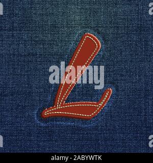 Character made by denim, from a typeface, vector Stock Vector
