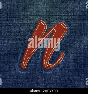 Character made by denim, from a typeface, vector Stock Vector