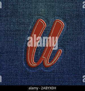 Character made by denim, from a typeface, vector Stock Vector