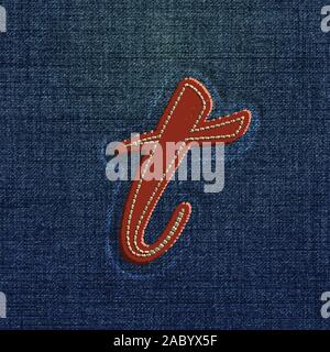 Character made by denim, from a typeface, vector Stock Vector
