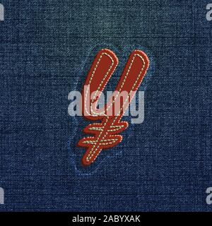 Character made by denim, from a typeface, vector Stock Vector
