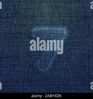 Character made by denim, from a typeface, vector Stock Vector