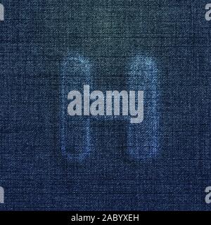 Character made by denim, from a typeface, vector Stock Vector