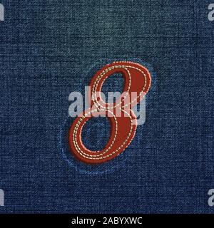 Character made by denim, from a typeface, vector Stock Vector