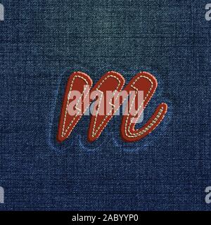 Character made by denim, from a typeface, vector Stock Vector