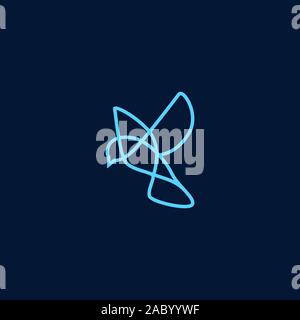 bird logo. line bird logo isolated on dark blue color Stock Vector