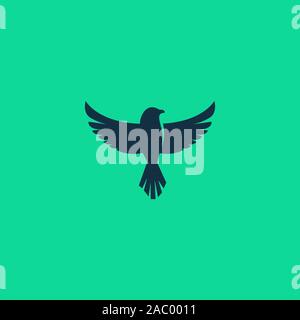 bird logo clean and modern style isolated on green background Stock Vector