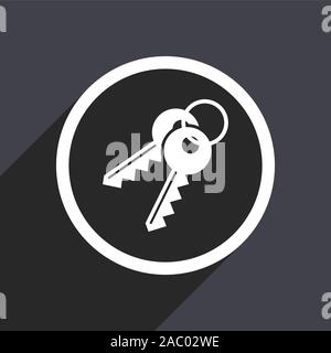 Keys icon. Flat design grey square vector button. Stock Vector