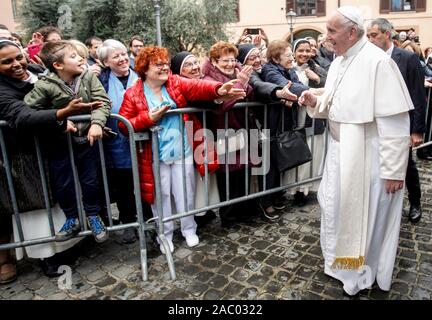 Rome Italy. 29th Nov 2019. Pope Francis visits the Cittadella della