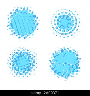Set of Abstract modified Halftone Circular Radial Design Vector Elements. Halftone circles of dots as emblem or label. Design elements. Vector Stock Vector