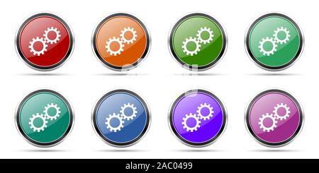 Industrial gears icons collection isolated over white background ...