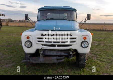 Front grill of an old russian truck ina museum in Hungary. Stock Photo