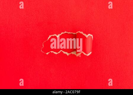 Torn red paper with space for your text message. Mockup. Stock Photo