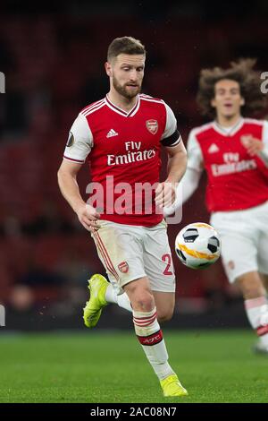 London, UK. 28th Nov, 2019. Shkodran Mustafi of Arsenal during the UEFA Europa League group stage match between Arsenal and Eintracht Frankfurt at the Emirates Stadium, London, England on 28 November 2019. Photo by Salvio Calabrese. Editorial use only, license required for commercial use. No use in betting, games or a single club/league/player publications. Credit: UK Sports Pics Ltd/Alamy Live News Stock Photo